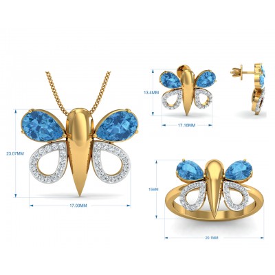 Asmara Blue Topaz & Diamond Pendant set